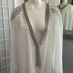 SHEER!!! Dare to Be Different- Sheer Beaded Poncho OS